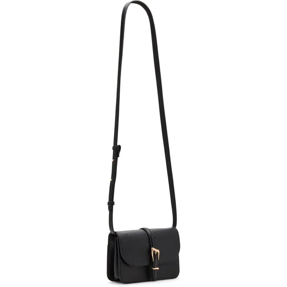 Womens Crossbody Bag Polyester Snap Buckle Flap Black Everyday Carry